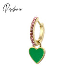 Lost Lady Single Rhinestone Crystal Safety Pin Hoop Earrings Women Cute Heart Drop Wholesale