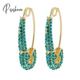 Lost Lady Single Rhinestone Crystal Safety Pin Hoop Earrings Women Cute Heart Drop Wholesale