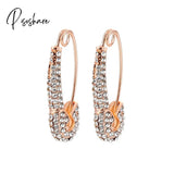 Lost Lady Single Rhinestone Crystal Safety Pin Hoop Earrings Women Cute Heart Drop Wholesale