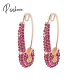 Lost Lady Single Rhinestone Crystal Safety Pin Hoop Earrings Women Cute Heart Drop Wholesale