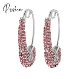 Lost Lady Single Rhinestone Crystal Safety Pin Hoop Earrings Women Cute Heart Drop Wholesale