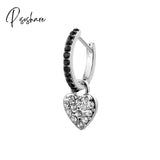 Lost Lady Single Rhinestone Crystal Safety Pin Hoop Earrings Women Cute Heart Drop Wholesale