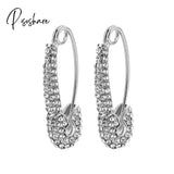 Lost Lady Single Rhinestone Crystal Safety Pin Hoop Earrings Women Cute Heart Drop Wholesale