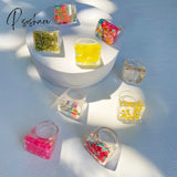 Lost Lady Stylish New Transparent Square Chunky Rings For Women Fruit Simile Beads Big Wholesale