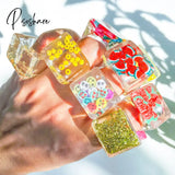 Lost Lady Stylish New Transparent Square Chunky Rings For Women Fruit Simile Beads Big Wholesale