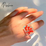 Lost Lady Stylish New Transparent Square Chunky Rings For Women Fruit Simile Beads Big Wholesale