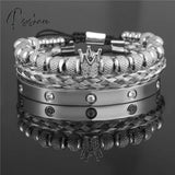 Lovers Bracelets For Woman Stainless Steel Bangles Zirconia Golden Jewelry Gifts 3Pcs Silver 19Cm