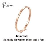 Lovers Bracelets For Woman Stainless Steel Bangles Zirconia Golden Jewelry Gifts 4Mm Rose Gold 17Cm