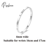 Lovers Bracelets For Woman Stainless Steel Bangles Zirconia Golden Jewelry Gifts 4Mm Silver 17Cm