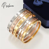 Lovers Bracelets For Woman Stainless Steel Bangles Zirconia Golden Jewelry Gifts