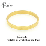 Lovers Bracelets For Woman Stainless Steel Bangles Zirconia Golden Jewelry Gifts 6Mm Gold 17Cm