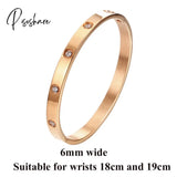 Lovers Bracelets For Woman Stainless Steel Bangles Zirconia Golden Jewelry Gifts 6Mm Rose Gold 19Cm