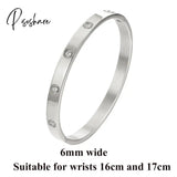 Lovers Bracelets For Woman Stainless Steel Bangles Zirconia Golden Jewelry Gifts 6Mm Silver 17Cm