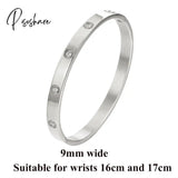 Lovers Bracelets For Woman Stainless Steel Bangles Zirconia Golden Jewelry Gifts 6Mm Silver 19Cm