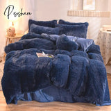 Luxury Autumn Winter Warm Pink Bedding Set Plush Kawaii Mink Velvet Queen Duvet Cover With Sheets