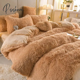 Luxury Autumn Winter Warm Pink Bedding Set Plush Kawaii Mink Velvet Queen Duvet Cover With Sheets