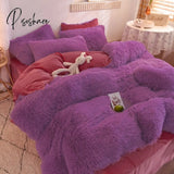 Luxury Autumn Winter Warm Pink Bedding Set Plush Kawaii Mink Velvet Queen Duvet Cover With Sheets