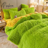 Luxury Autumn Winter Warm Pink Bedding Set Plush Kawaii Mink Velvet Queen Duvet Cover With Sheets