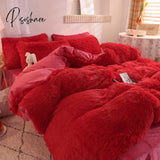 Luxury Autumn Winter Warm Pink Bedding Set Plush Kawaii Mink Velvet Queen Duvet Cover With Sheets