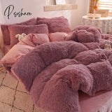 Luxury Autumn Winter Warm Pink Bedding Set Plush Kawaii Mink Velvet Queen Duvet Cover With Sheets