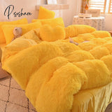 Luxury Autumn Winter Warm Pink Bedding Set Plush Kawaii Mink Velvet Queen Duvet Cover With Sheets