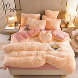 Luxury Autumn Winter Warm Pink Bedding Set Plush Kawaii Mink Velvet Queen Duvet Cover With Sheets