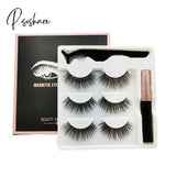 Magnetic Eyelashes 3D Mink Makeup Lashes Eyeliner Tweezers Set Natural False Short Faux Cils 12