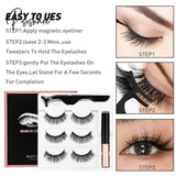 Magnetic Eyelashes 3D Mink Makeup Lashes Eyeliner Tweezers Set Natural False Short Faux Cils