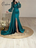 Mermaid / Trumpet Evening Gown Sexy Dress Formal Court Glittering Sheer Tulle Tiered Split Long