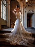 Modest Square Neck Long Sleeve Bride Robe Sparkly Sequins Appliques Bridal Gown Elegant Wedding