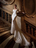 Modest Square Neck Long Sleeve Bride Robe Sparkly Sequins Appliques Bridal Gown Elegant Wedding