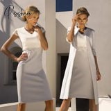 Mother Of The Bride Dresses With Long Jacket Suit Sheath Knee Length Short Wedding Guest Formal