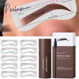 Natrual Eyebrow Stamp Shaping Set Waterproof Brow Stencils Brush Makeup Kit Long Lasting Hair Line