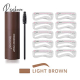 Natrual Eyebrow Stamp Shaping Set Waterproof Brow Stencils Brush Makeup Kit Long Lasting Hair Line