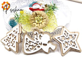 New!6Pcs/Lot Multi European White Wooden Pendants Ornaments Hanging Gifts For Wedding&Christmas