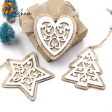 New!6Pcs/Lot Multi European White Wooden Pendants Ornaments Hanging Gifts For Wedding&Christmas