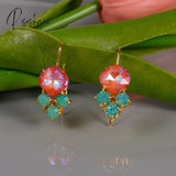 New Arrival Rainbow Crystal Dangle Earrings Cute Trendy Geometric Drop Boho Jewelry Accessories For