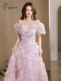 New Arrived French Floral Forest Flower A-Line Luxury Evening Dresses 2024 High-End Texture Beading