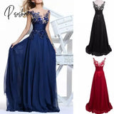 New Elegant Blue /Wine Red Lace Chiffon Long Dresses For Wedding Party Summer Formal Dress Maxi