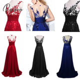 New Elegant Blue /Wine Red Lace Chiffon Long Dresses For Wedding Party Summer Formal Dress Maxi