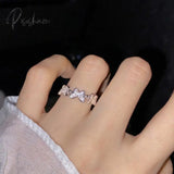 New Fashion Butterfly Rings Shiny Cubic Zirconia Leaves Geometric Adjustable Finger Ring Girls