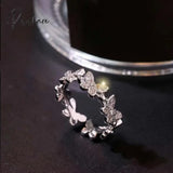 New Fashion Butterfly Rings Shiny Cubic Zirconia Leaves Geometric Adjustable Finger Ring Girls