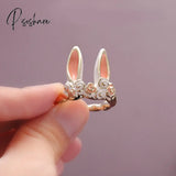 New Fashion Butterfly Rings Shiny Cubic Zirconia Leaves Geometric Adjustable Finger Ring Girls