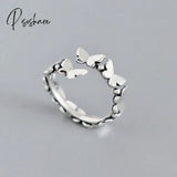 New Fashion Butterfly Rings Shiny Cubic Zirconia Leaves Geometric Adjustable Finger Ring Girls