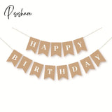 New Happy Birthday Decoration Party Bunting Garland Baby Shower Supplies Kraft Paper Banner