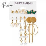 New Korean Elegant Cute Butterfly Stud Earrings For Women Girls Simple Lovely Vintage Rhinestone