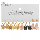 New Korean Elegant Cute Butterfly Stud Earrings For Women Girls Simple Lovely Vintage Rhinestone