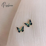 New Korean Elegant Cute Butterfly Stud Earrings For Women Girls Simple Lovely Vintage Rhinestone