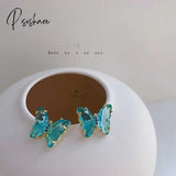 New Korean Elegant Cute Butterfly Stud Earrings For Women Girls Simple Lovely Vintage Rhinestone