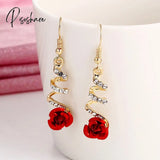 New Korean Flower Asymmetrical Dangle Earrings For Women Long Tassel Butterfly Imitation Pearl Cat